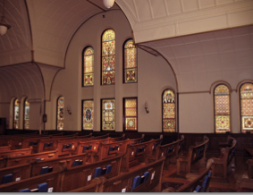 East view of church interior